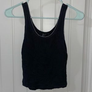 Forever 21 Black Partial Crop Top, Size S